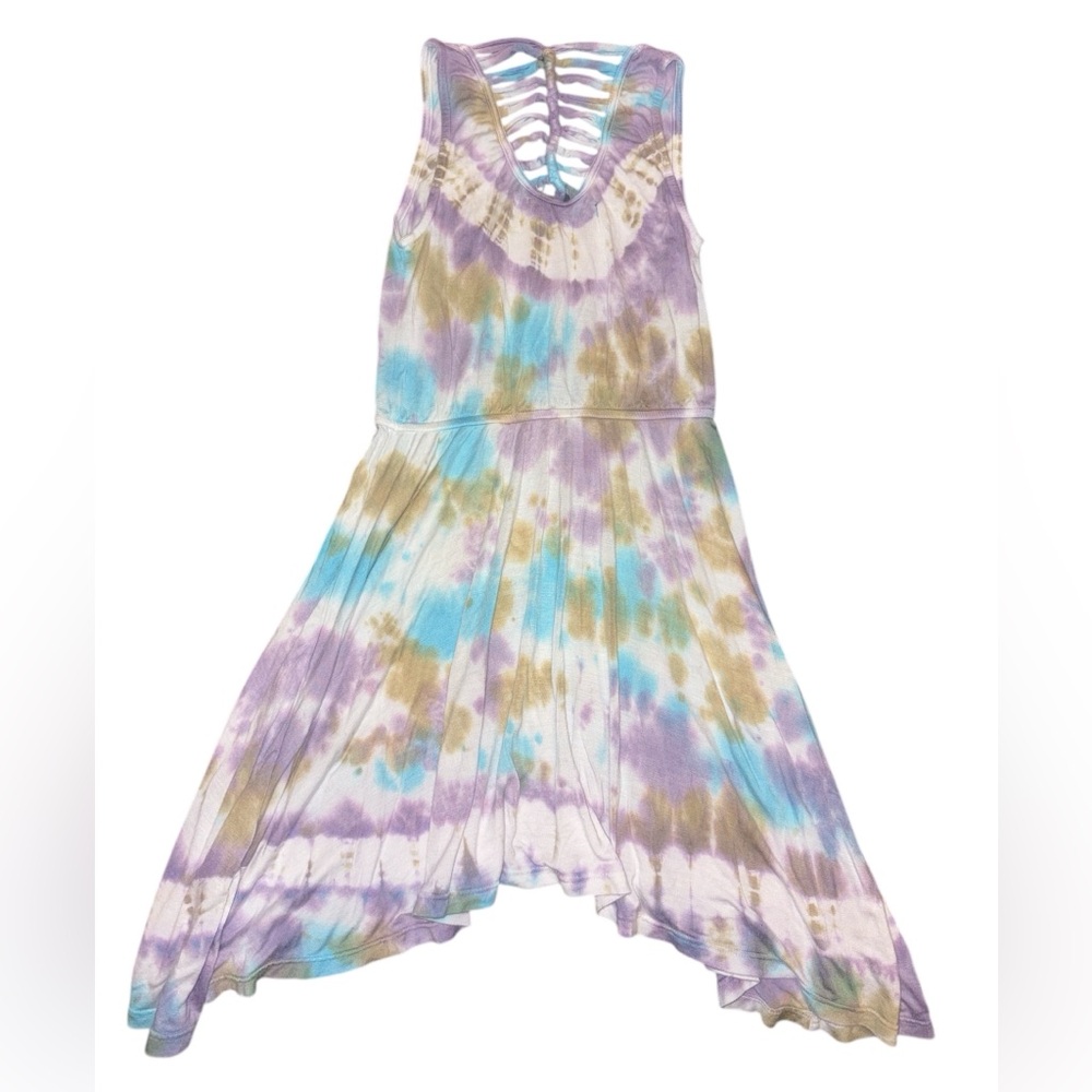 Gypsy 05 Tie-Dye Girls Summer Dress - Purple, Blue, Green - Picture 2 of 3